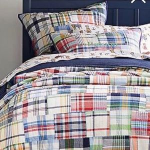 Pottery Barn Kids Madras Quilt, Shams & Curtains